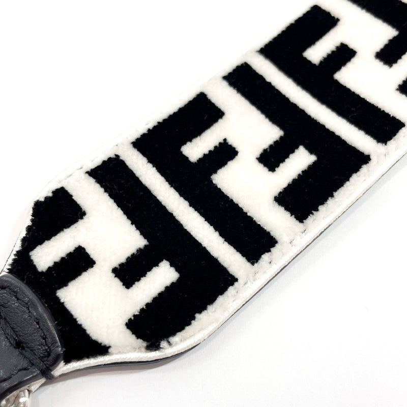 FENDI Shoulder strap Mini strap you Zucca Velor/leather white unisex Used