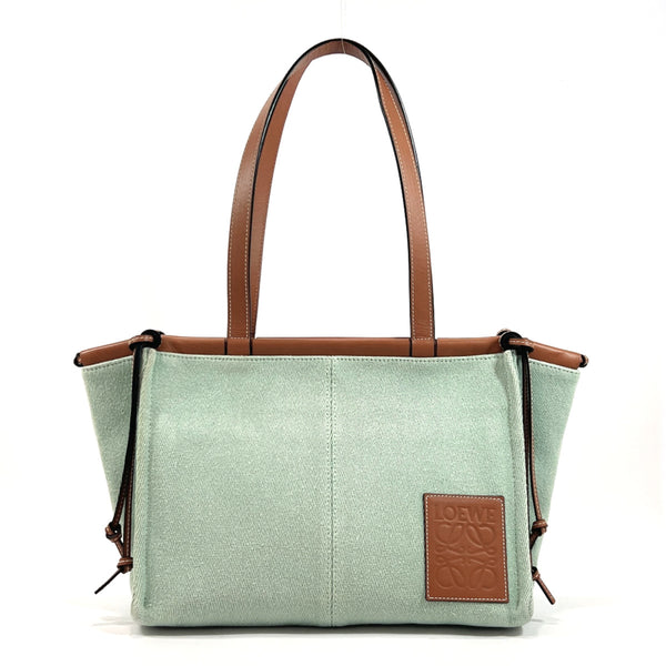 LOEWE Tote Bag Cushion tote small anagram canvas/leather green green Women Used