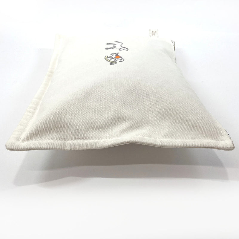 HERMES Pouch Truth Flat Adada cotton white Women Used