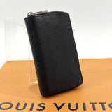 LOUIS VUITTON coin purse M32832 zip around purse Taiga Black unisex Used