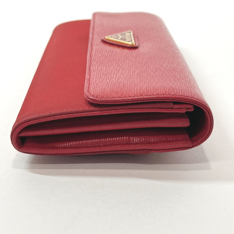 PRADA purse 1M1037 with logo triangle Safiano leather/Nylon Red Women Used