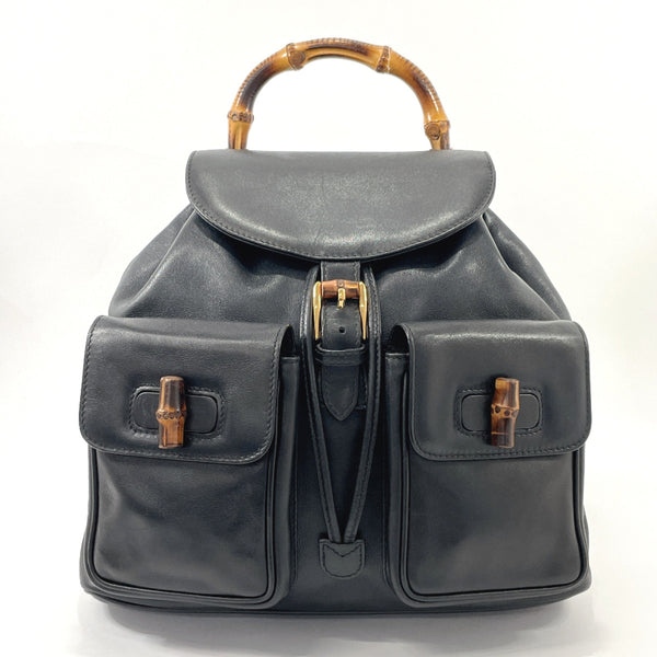 GUCCI Backpack Daypack 003・1998 Bamboo backpack leather Black Women Used