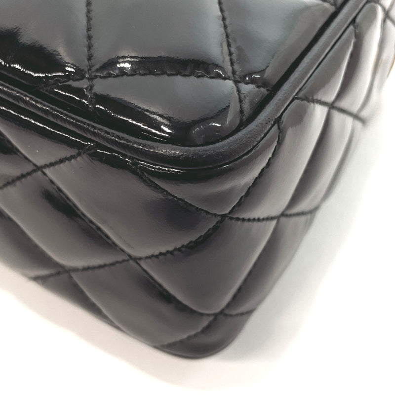 CHANEL Shoulder Bag COCO Mark Fringe Patent leather Black Women Used