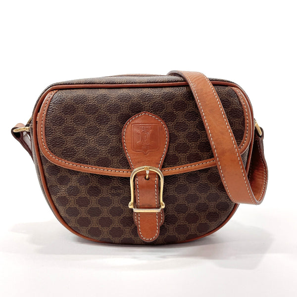 CELINE Shoulder Bag Macadam vintage PVC/leather Brown Women Used