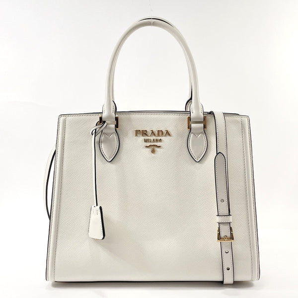 Prada Saffiano Leather Handbag, Women, White