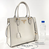 PRADA Tote Bag 1BA227 Safiano leather white Women Used
