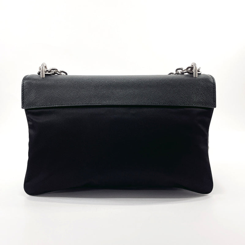 PRADA Shoulder Bag 1BD008 ChainShoulder Safiano leather/Nylon Black Women Used