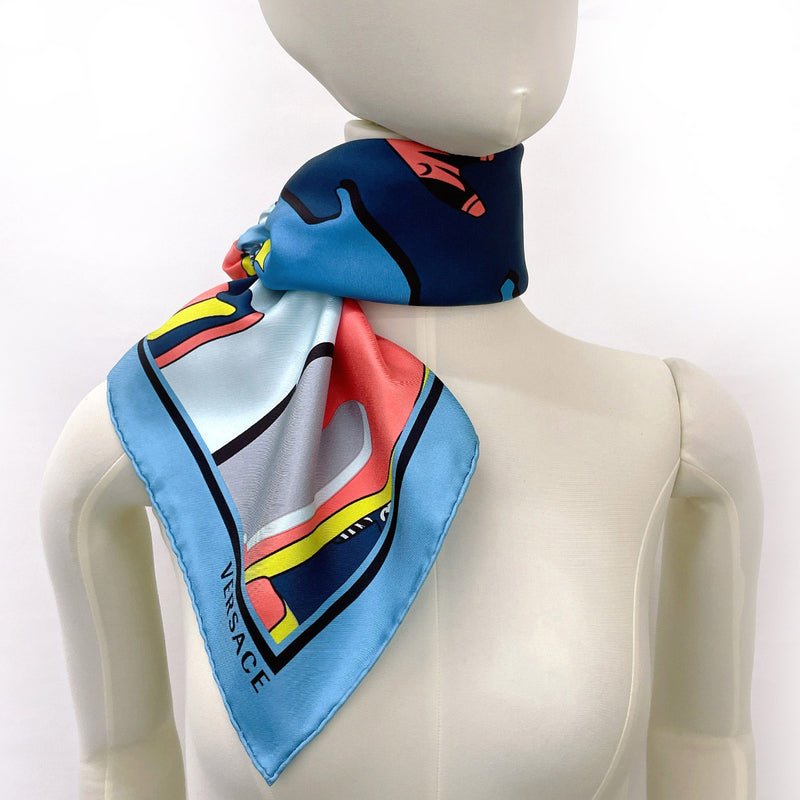VERSACE scarf silk blue blue Women Used