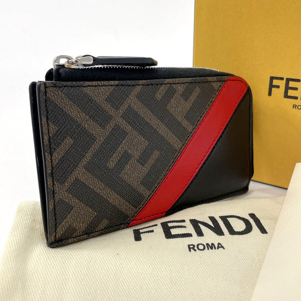 FENDI coin purse 7M0270 Fragment case Zucca leather/PVC Black Black mens Used