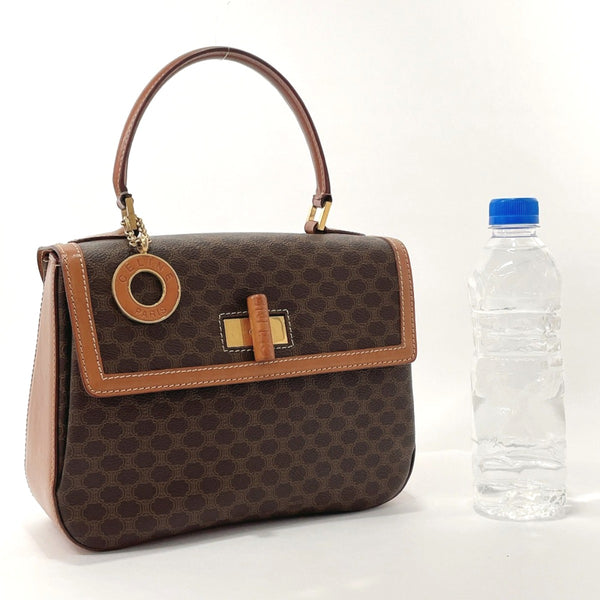 CELINE Handbag Macadam Circle logo charm PVC/leather Brown Women Used