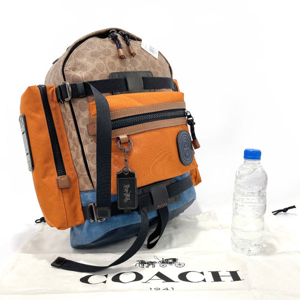 COACH Backpack Daypack 69149 Signature PVC/leather Orange Orange mens Used