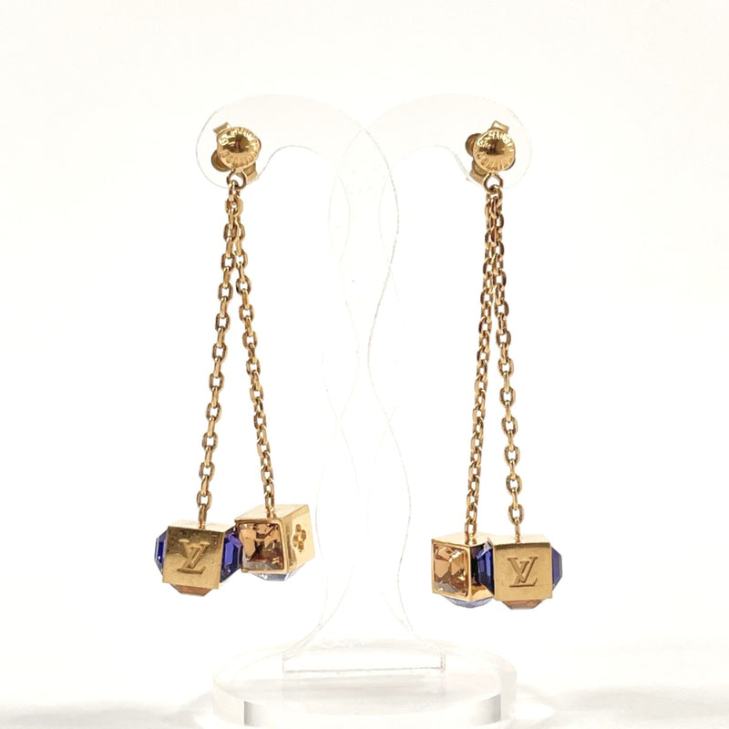 Louis Vuitton Gamble Crystal Gold Tone Long Dangle Earrings For
