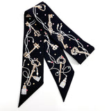 HERMES scarf 063871S Twilly Les Cles a Pois silk Black Women Used