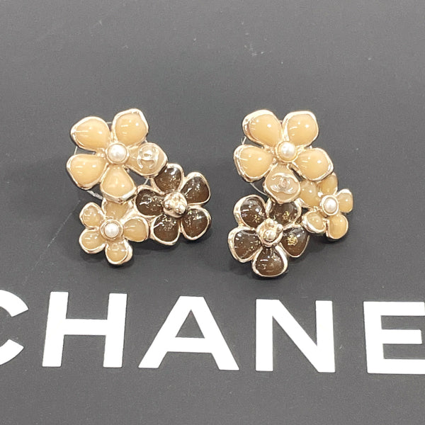 CHANEL earring COCO Mark flour metal gold gold 10P Women Used