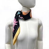 HERMES scarf Carre 90 INDEX BROMELIACEAE Bromeliad index silk Black Women New
