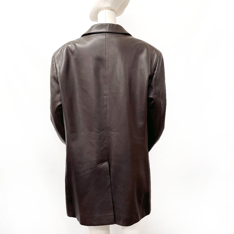 HERMES tailored jacket leather jacket Sheep leather/Rayon Dark brown mens Used