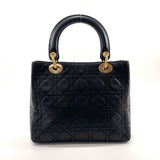Dior Handbag Lady Dior Canage lambskin Black Women Used