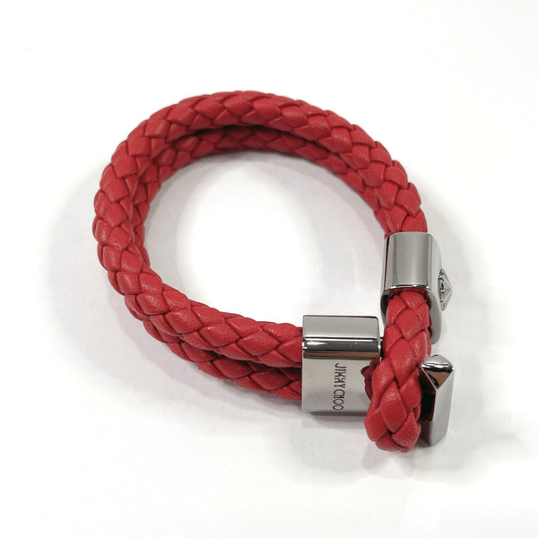 JIMMY CHOO bracelet leather Red mens Used