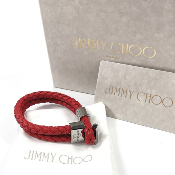 JIMMY CHOO bracelet leather Red mens Used