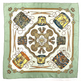 HERMES scarf Petit curry LES TAMBOURS Tambour drums silk green Women Used