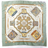 HERMES scarf Petit curry LES TAMBOURS Tambour drums silk green Women Used