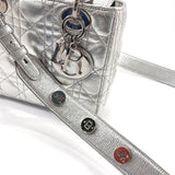 Dior Handbag Lady Dior Canage lambskin Silver Women Used