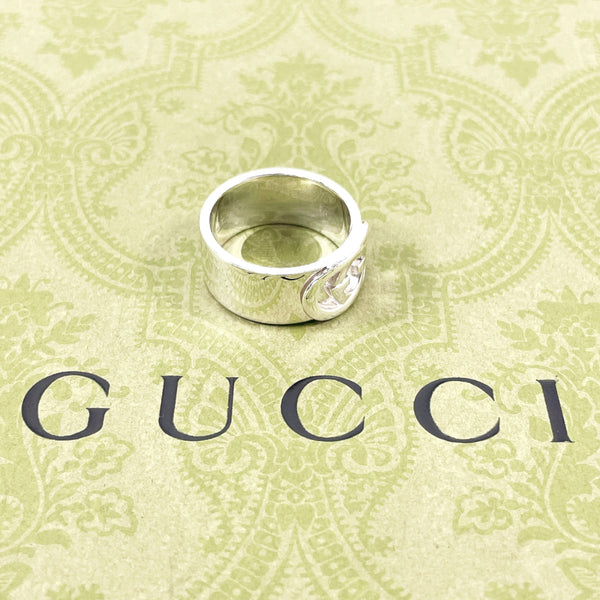 GUCCI Ring Interlocking Silver925 #20(JP Size) Silver mens Used