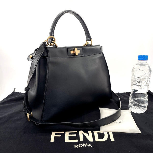 FENDI Handbag 8BN290-3ZN Peekaboo 2WAY leather Black Women Used