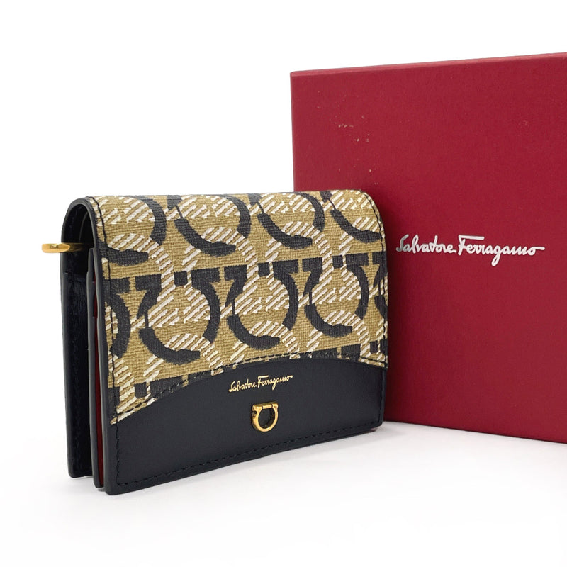Salvatore Ferragamo Mens Black/Red Card Holder Wallet for Sale in