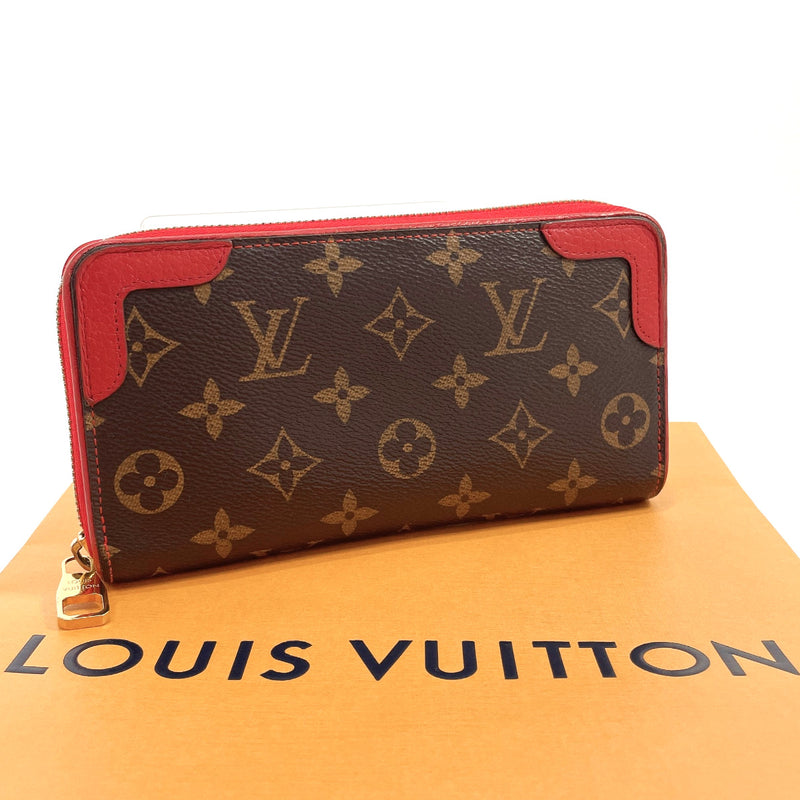 Louis Vuitton Monogram Canvas Red Leather Retiro Zippy Wallet