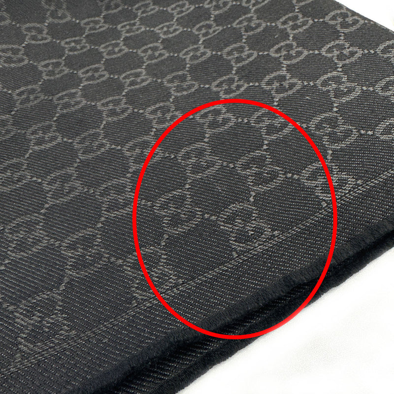 GUCCI Scarf 508313 GG pattern wool Black Black unisex Used –