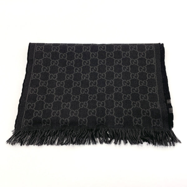 GUCCI Scarf 508313 GG pattern wool Black Black unisex Used