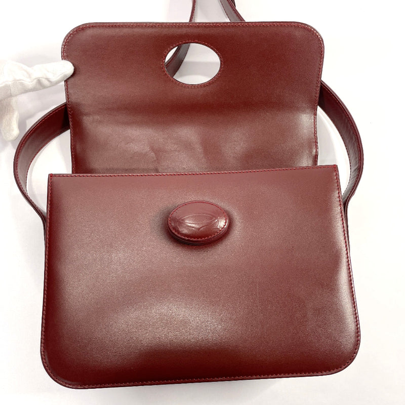 CARTIER Must de Line Round round coin purse Leather Bordeaux/Bordeaux