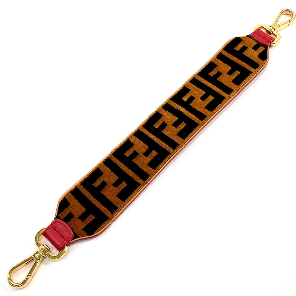 FENDI Shoulder strap Mini strap you Zucca Velor/leather Brown