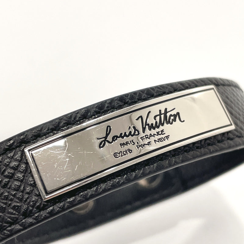LOUIS VUITTON Brasserie Black Leather Bracelet Authentic M6018E