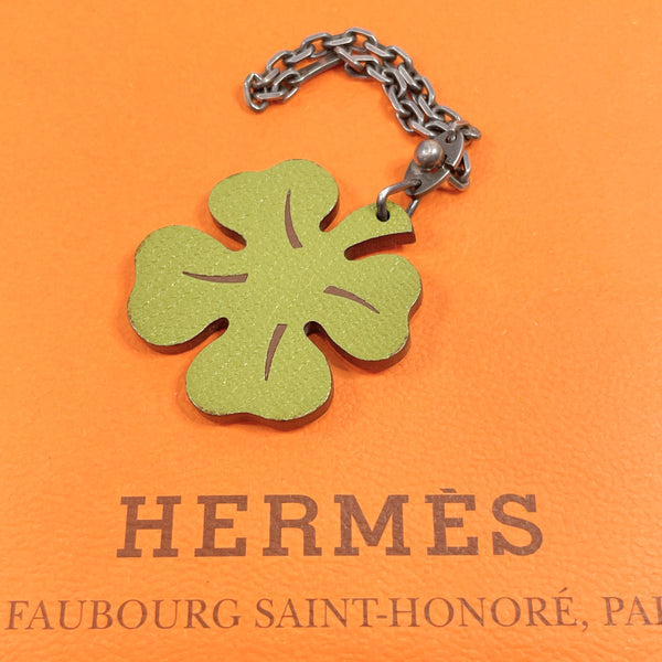 HERMES key ring Lucky 4 Clover Shave/Silver925 green green Women Used
