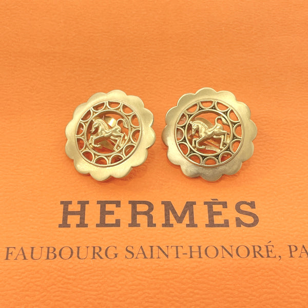 HERMES Earring Horse BIJOUTERIE FANTAISIE metal/ gold Women Used