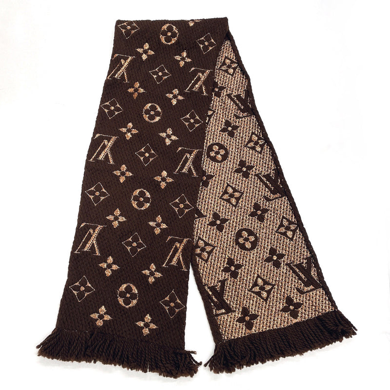Louis Vuitton Beige Wool & Silk Fringed Logomania Scarf Louis
