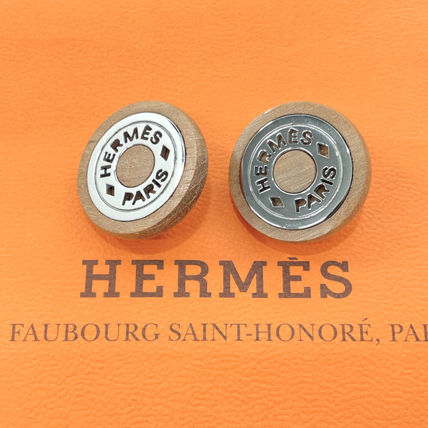 HERMES Earring Serie Wood/metal beige beige Women Used