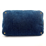 PRADA Tote Bag BN2182 Canapa denim/Fake fur blue Women Used