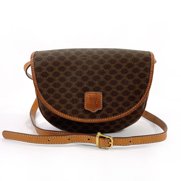 CELINE Shoulder Bag Macadam PVC/leather Brown Women Used –