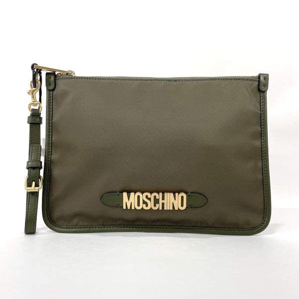 MOSCHINO Clutch bag 7B8403 Nylon/leather khaki mens Used