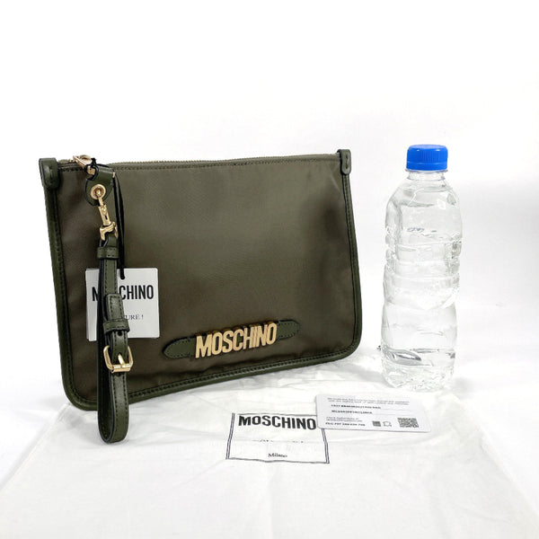 MOSCHINO Clutch bag 7B8403 Nylon/leather khaki mens Used
