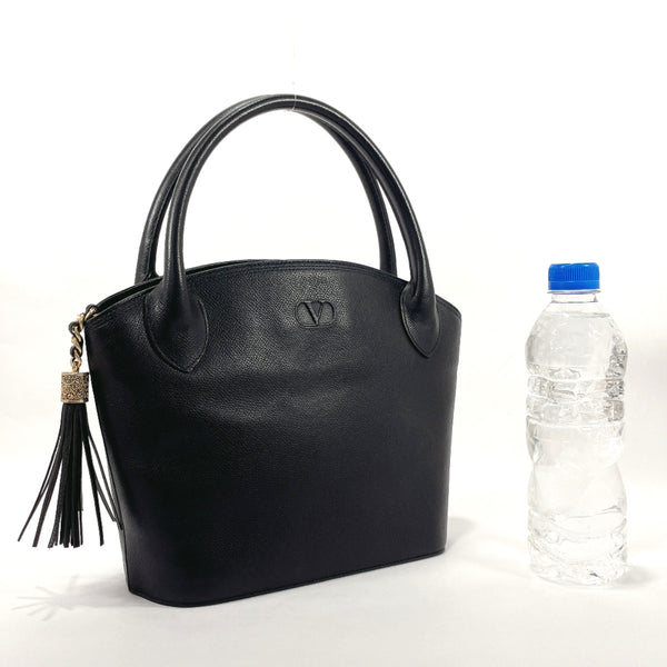 VALENTINO GARAVANI Handbag fringe leather Black Women Used