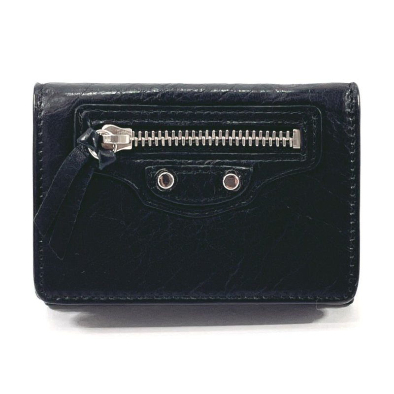 BALENCIAGA Tri-fold wallet 477455 Classic mini leather Black Women Used