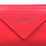BALENCIAGA Tri-fold wallet 391446 Paper mini wallet leather Red Women Used