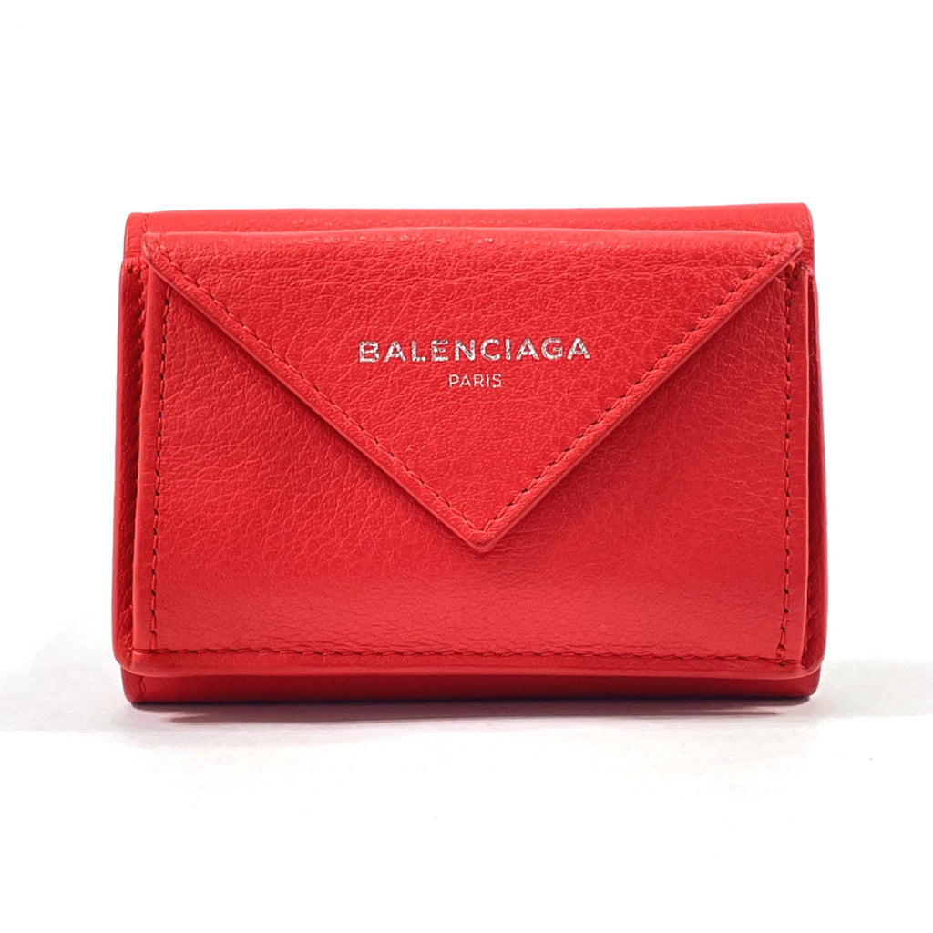 BALENCIAGA Tri-fold wallet 391446 Paper mini wallet leather Red