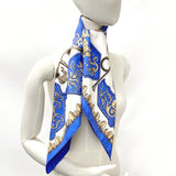 HERMES scarf Carre 90 Lvdovicvs Magnvs silk blue Women Used