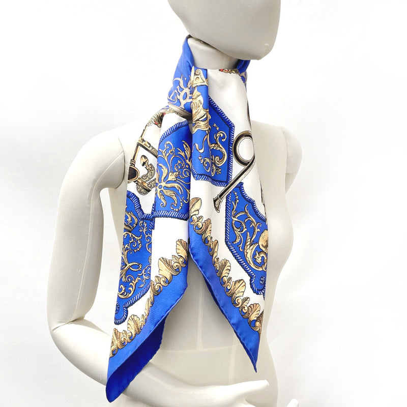 HERMES scarf Carre 90 Lvdovicvs Magnvs silk blue Women Used –