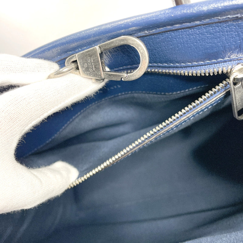 GUCCI Tote Bag 701737 Interlocking G cotton/leather Navy Navy Women Us –